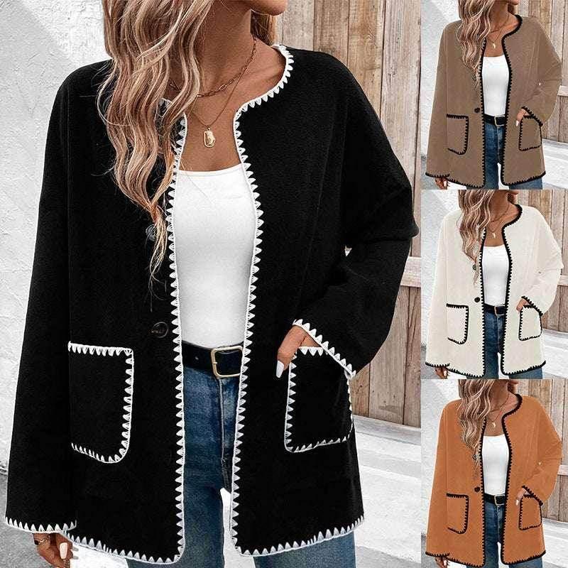 Loose Color Matching Long Sleeve Coat – Casual Outerwear - ZA-Zola