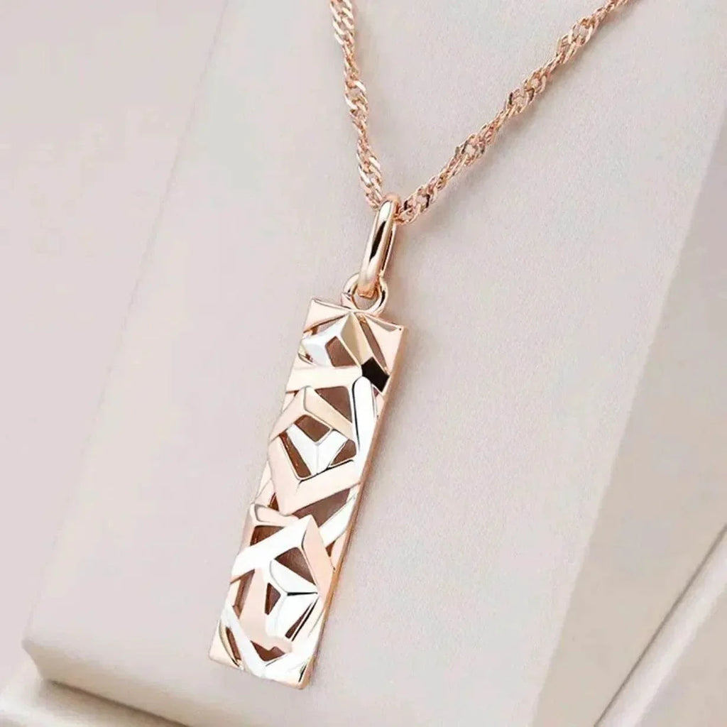 Two-Tone Hollow Tag Pendant Necklace for Women - ZA-Zola