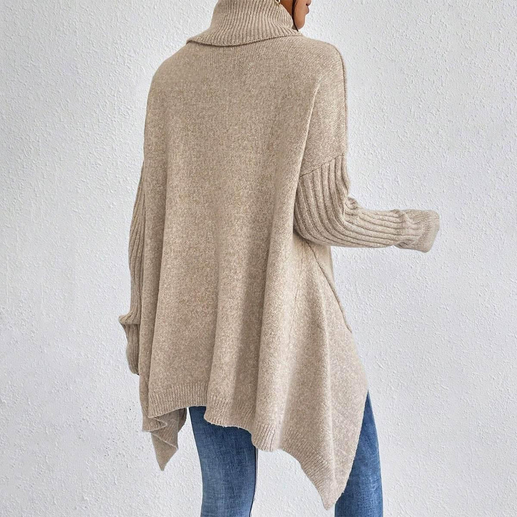 Irregular Turtleneck Sweater | Winter Loose Knit Pullover Women - ZA-Zola