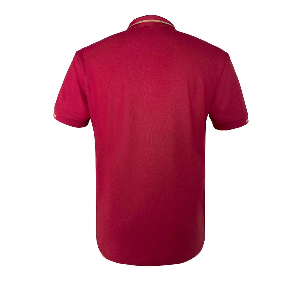 Red polo shirt on a white background