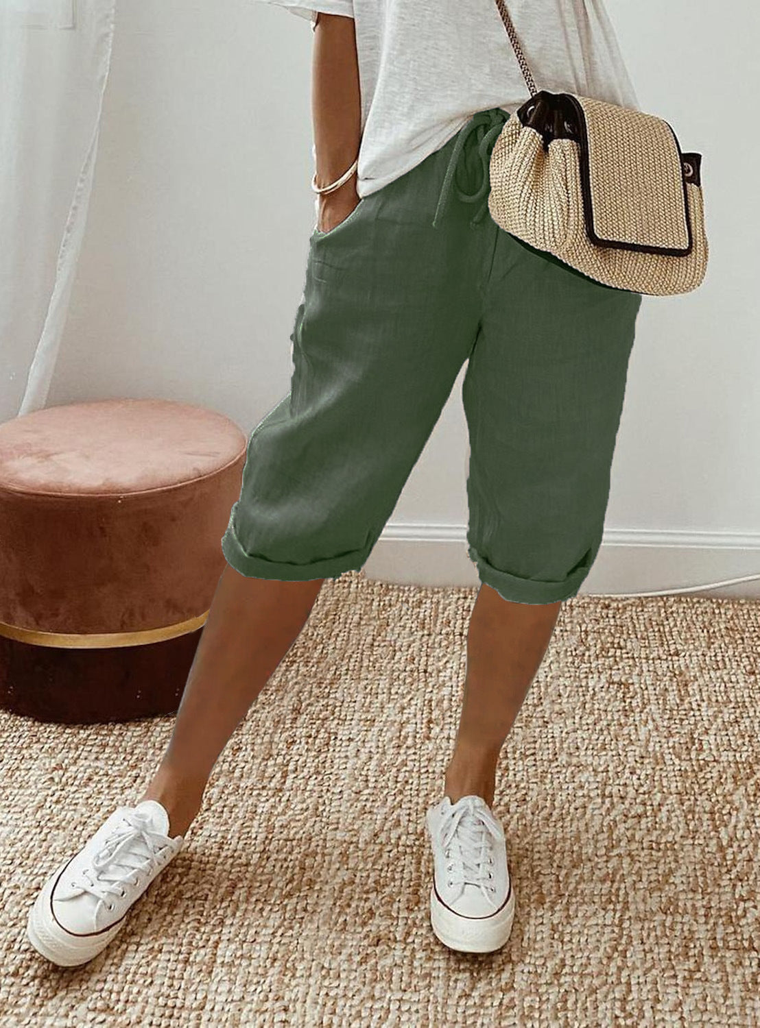 Cotton Linen Casual Slacks Outfit Ideas Women