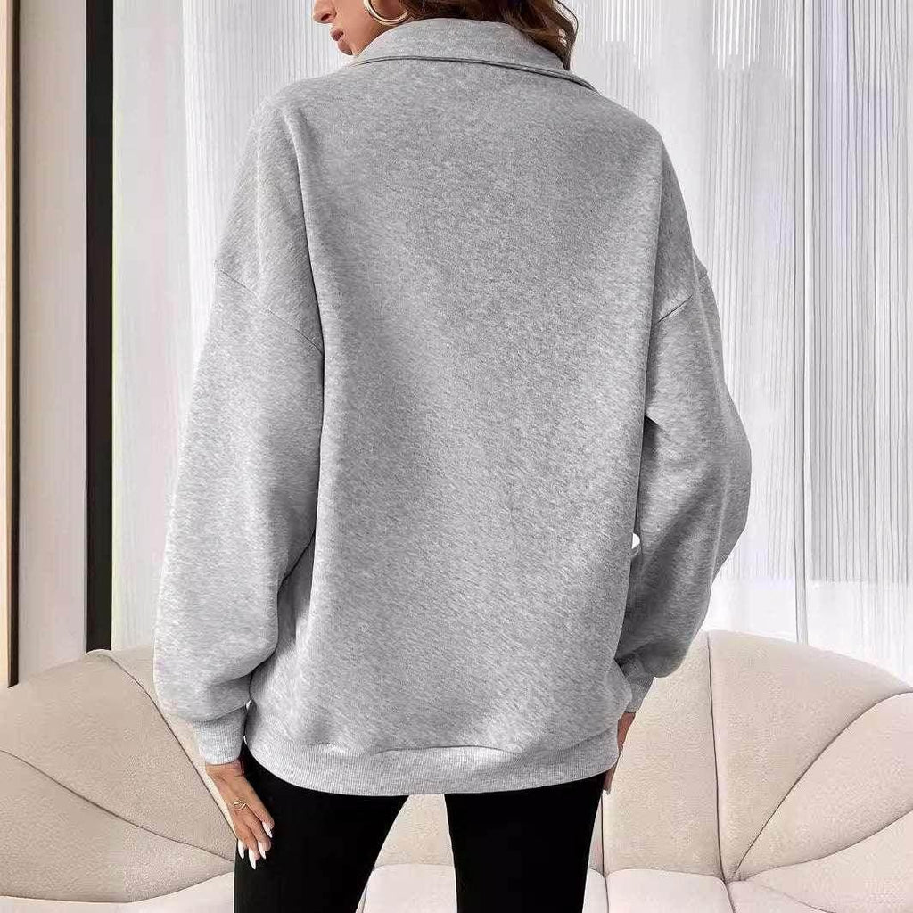 Polo Collar Pullover Hoodie for Women – Casual Chic - ZA-Zola