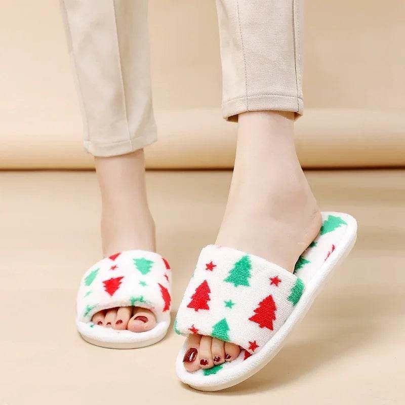 Christmas Tree Plush Slippers – Festive & Fuzzy Joy - ZA-Zola