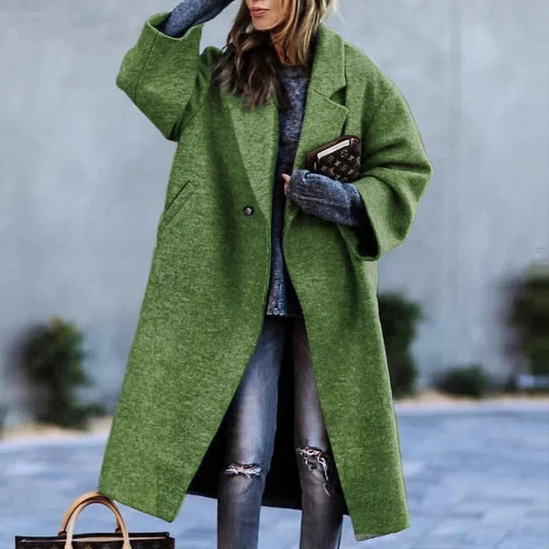 Women Plaid Long Coat Color Match Loose Fit - ZA-Zola