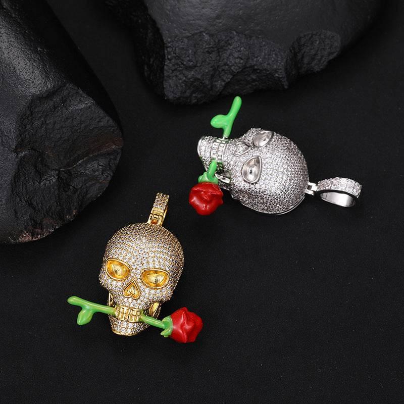 ZA-Zola Luminous Rose Skull Pendant Necklace - ZA-Zola