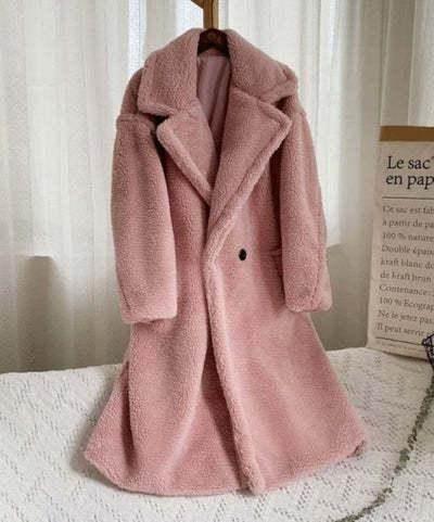 Lapel Lamb Fleece Coat with Pockets – Women’s Winter Coat - ZA-Zola