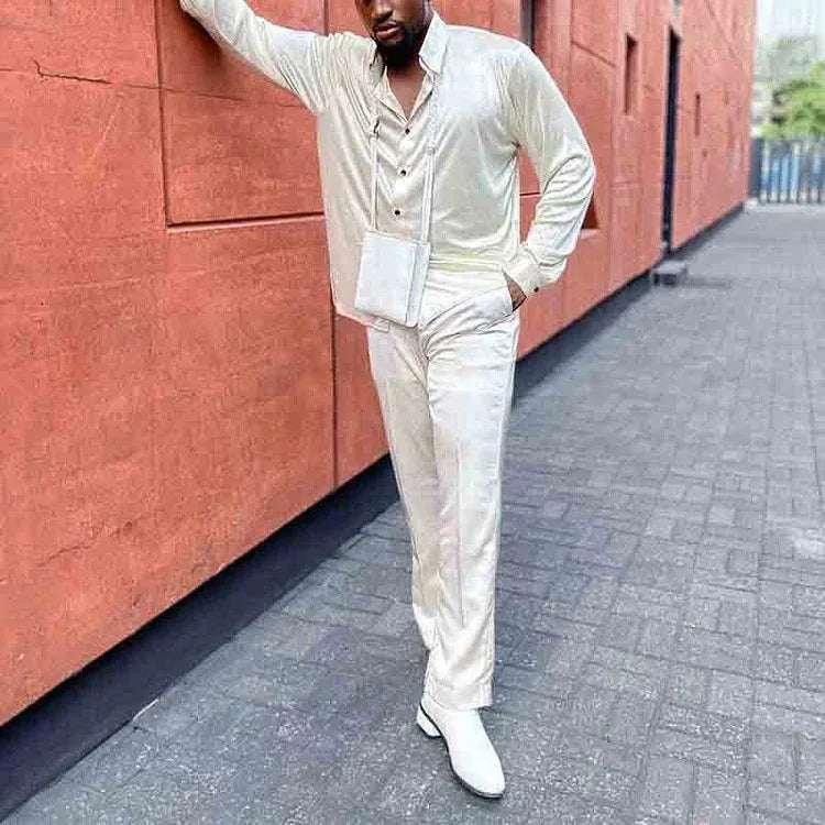 Men’s Long Sleeve Shirt & Pants Set – Autumn Winter Wear - ZA-Zola