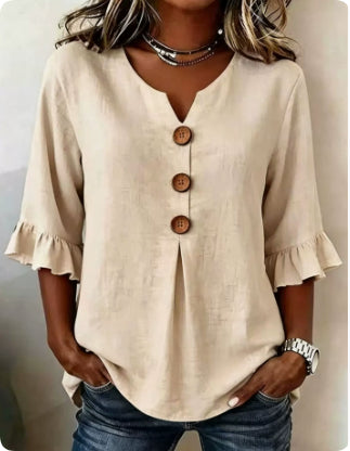 Ruffled V-Neck Summer Top | Women’s Casual Wear