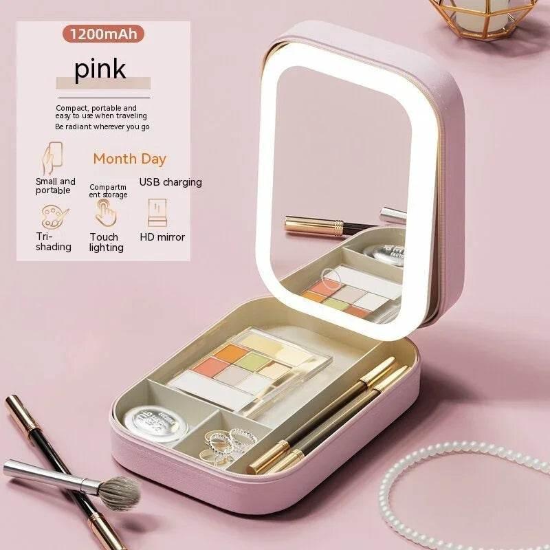 Makeup Storage Box with LED Mirror – Portable Organizer - ZA-Zola