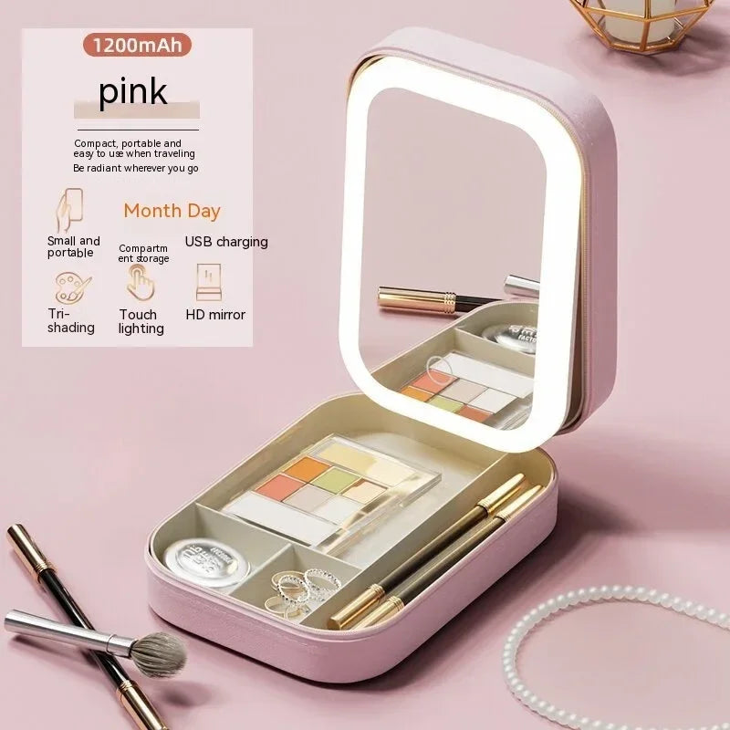 LED Makeup Storage Box with Touch Light Mirror - ZA-Zola