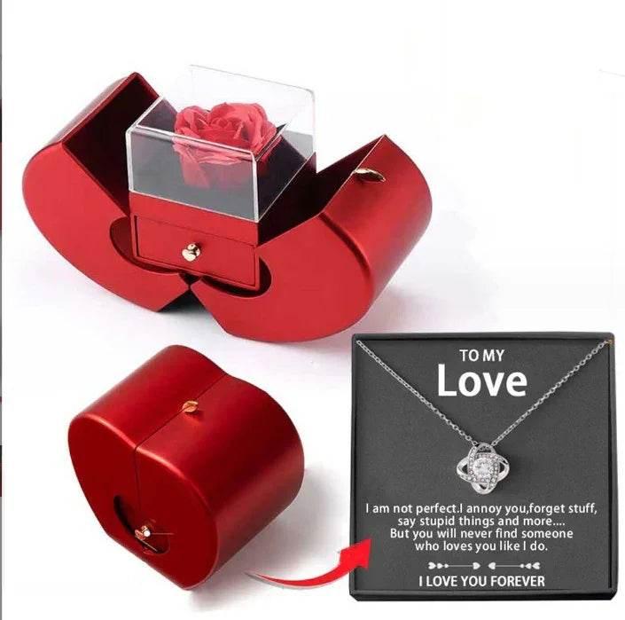 Eternal Rose Necklace Gift Box – Apple Shaped Jewelry Box - ZA-Zola