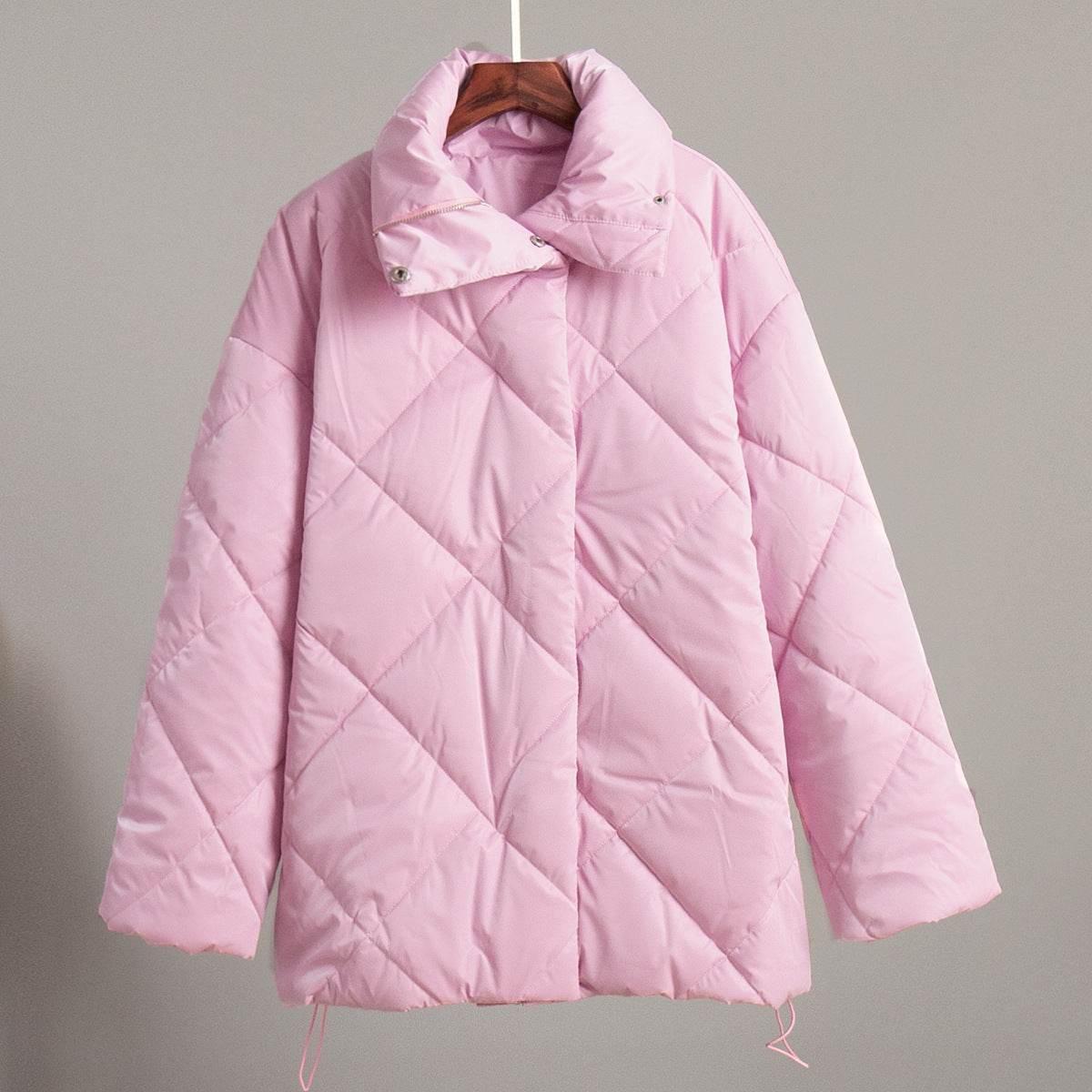 Baggy Cotton Padded Coat – Matte Glossy Lapel Casual Jacket - ZA-Zola