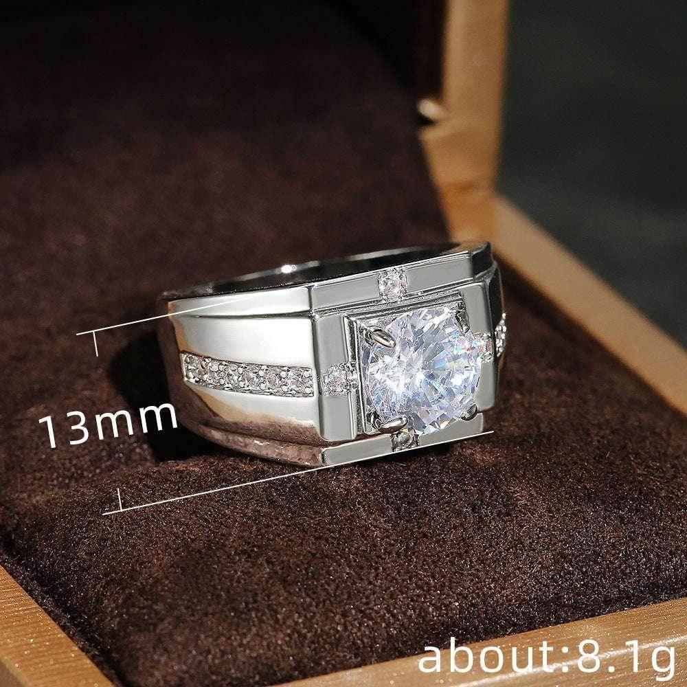 Yellow Gold Fashion Diamond Business Men’s Ring - ZA-Zola