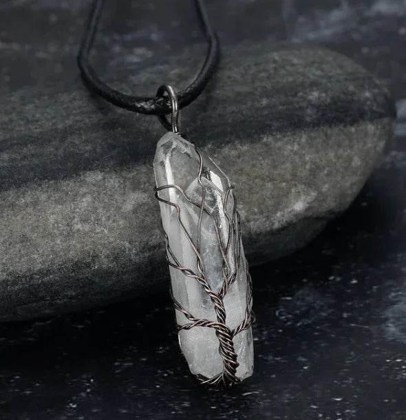 Raw White Crystal Pendant Necklace – Natural Energy - ZA-Zola