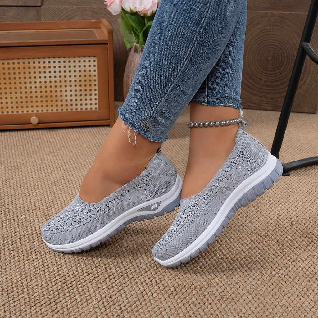 Women’s Flyknit Mesh Sneakers Breathable Slip On Casual Shoes