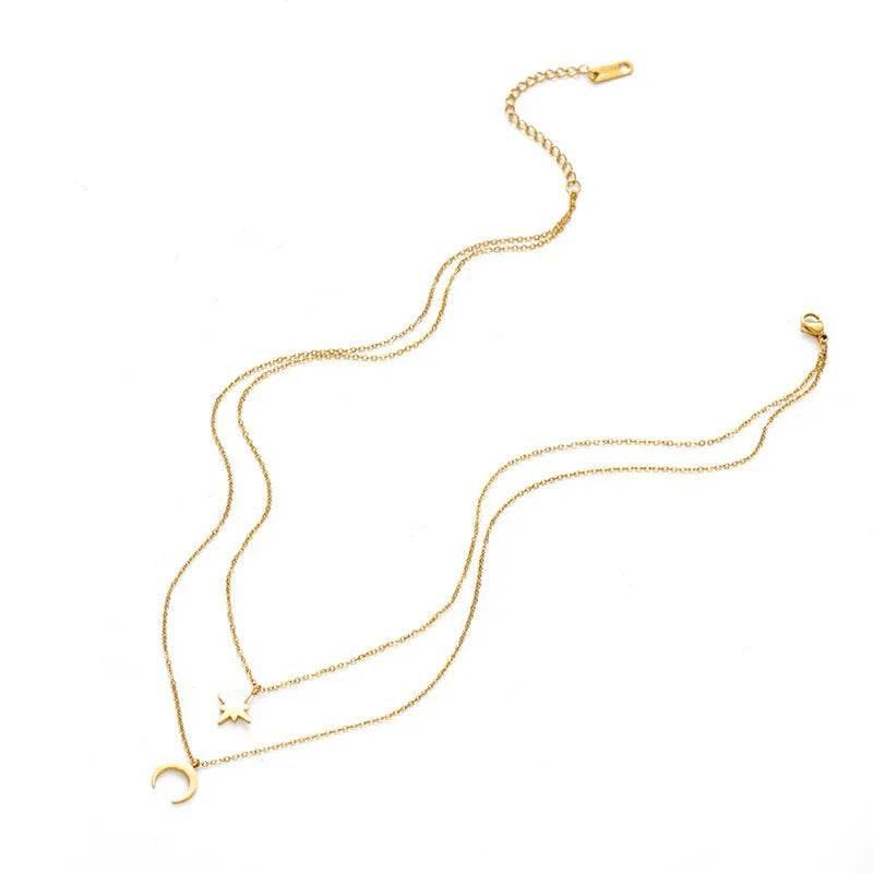 Moon & Star Twin Clavicle Chain – Shop Elegant Style - ZA-Zola