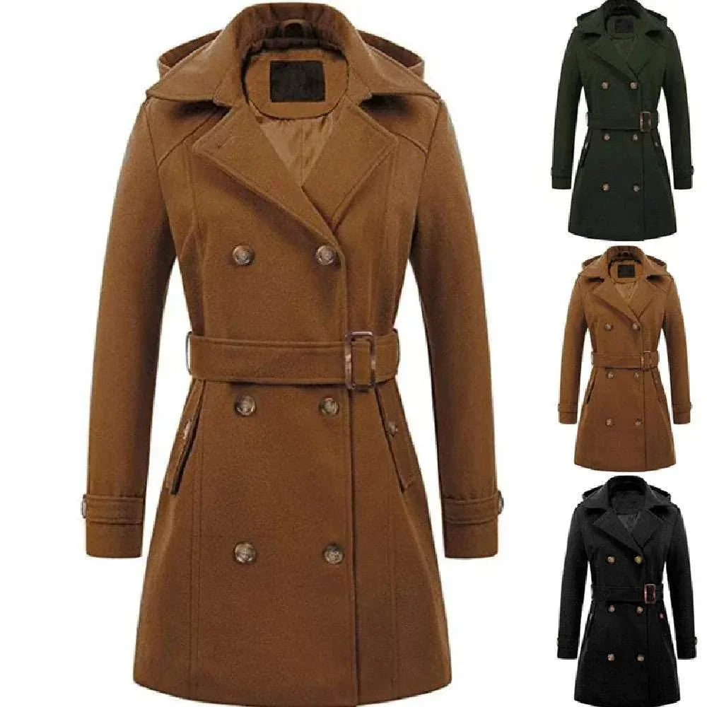 Shop Women’s Woolen Hooded Plus Size Coat – Stylish & Warm - ZA-Zola