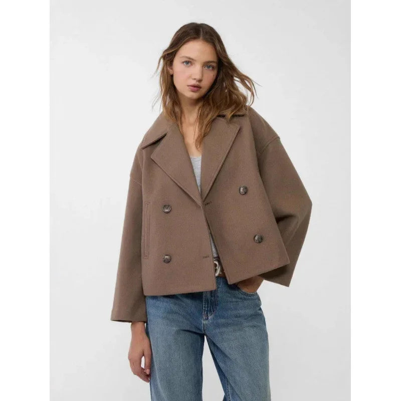 Double Breasted Wool Blazer Women Winter Coat - ZA-Zola