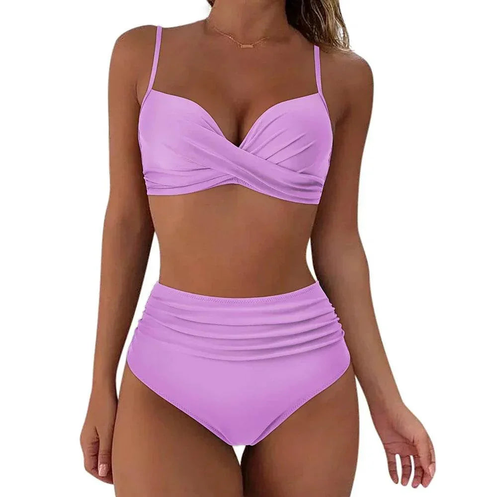 Printed High Waist Push-Up Bikini Set - ZA-Zola