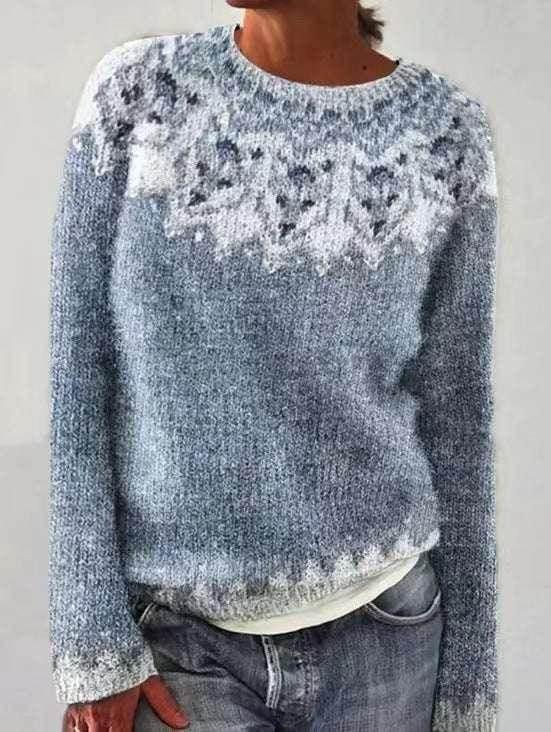 Women’s Sea Blue Pullover Sweater Top - ZA-Zola