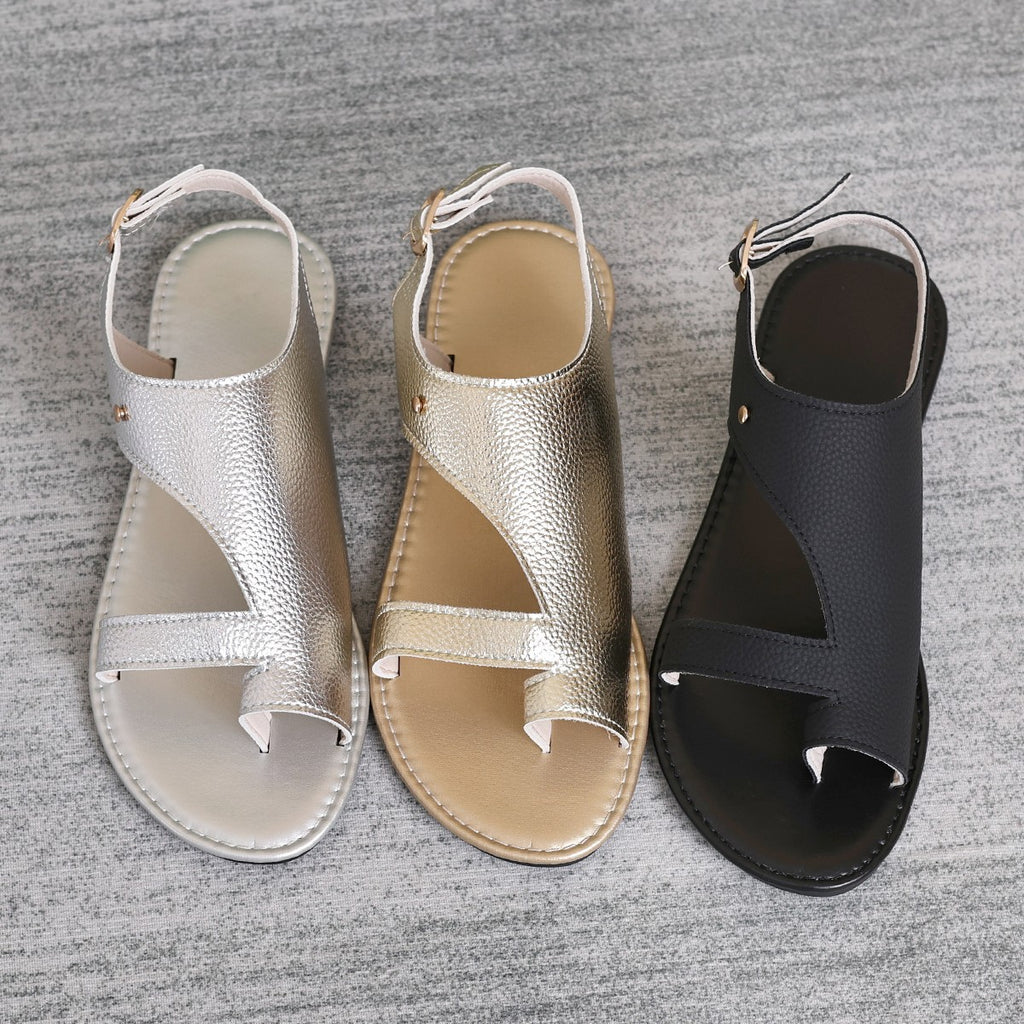 Women’s Plus Size Closed Toe Roman Style Buckle Sandals