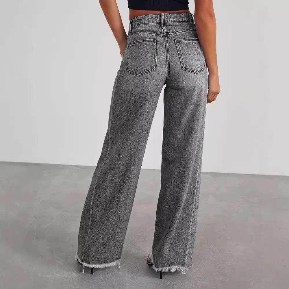 High Waist Straight Jeans with Pockets – Women - ZA-Zola