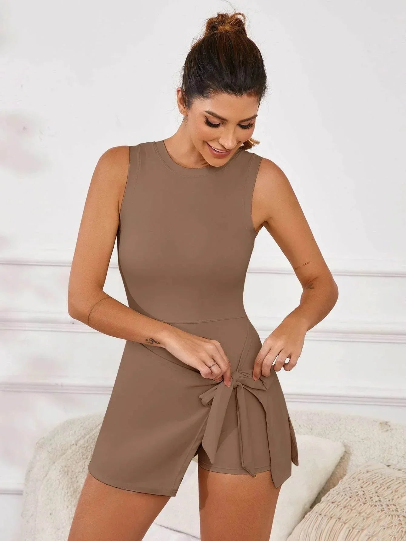 Anti-Exposure Sport Dress with Skirt – Women's Fitness Wear - ZA-Zola