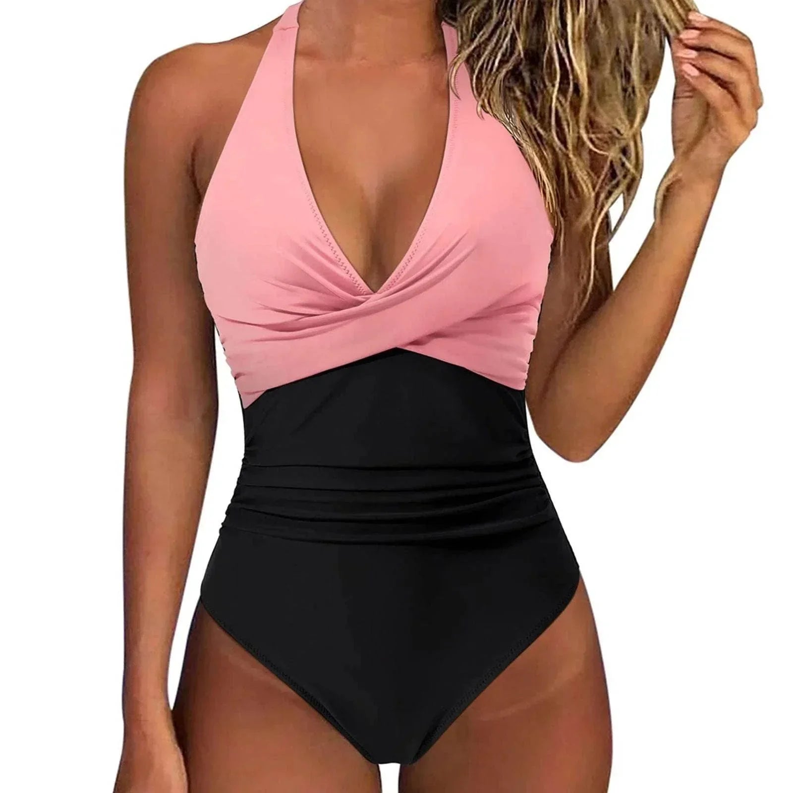 Women's Multicolor Backless Lace-up Sexy One-Piece Swimsuit - ZA-Zola