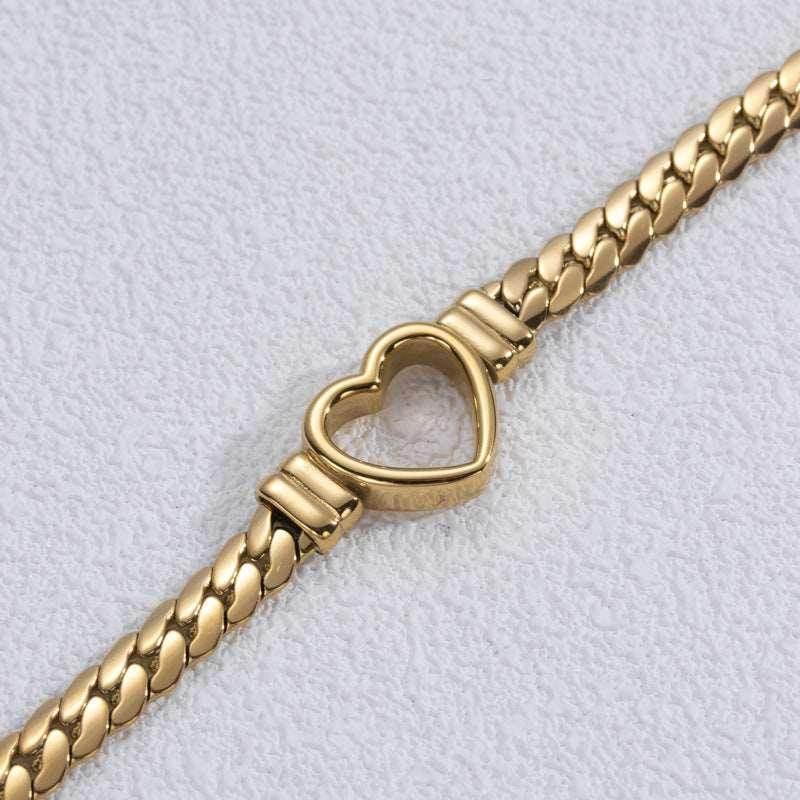Hollow Heart Titanium Steel Bracelet | Unisex Jewelry - ZA-Zola
