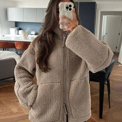 Winter Fleece Jacket Women | Lapel Zip-Up Coat - ZA-Zola