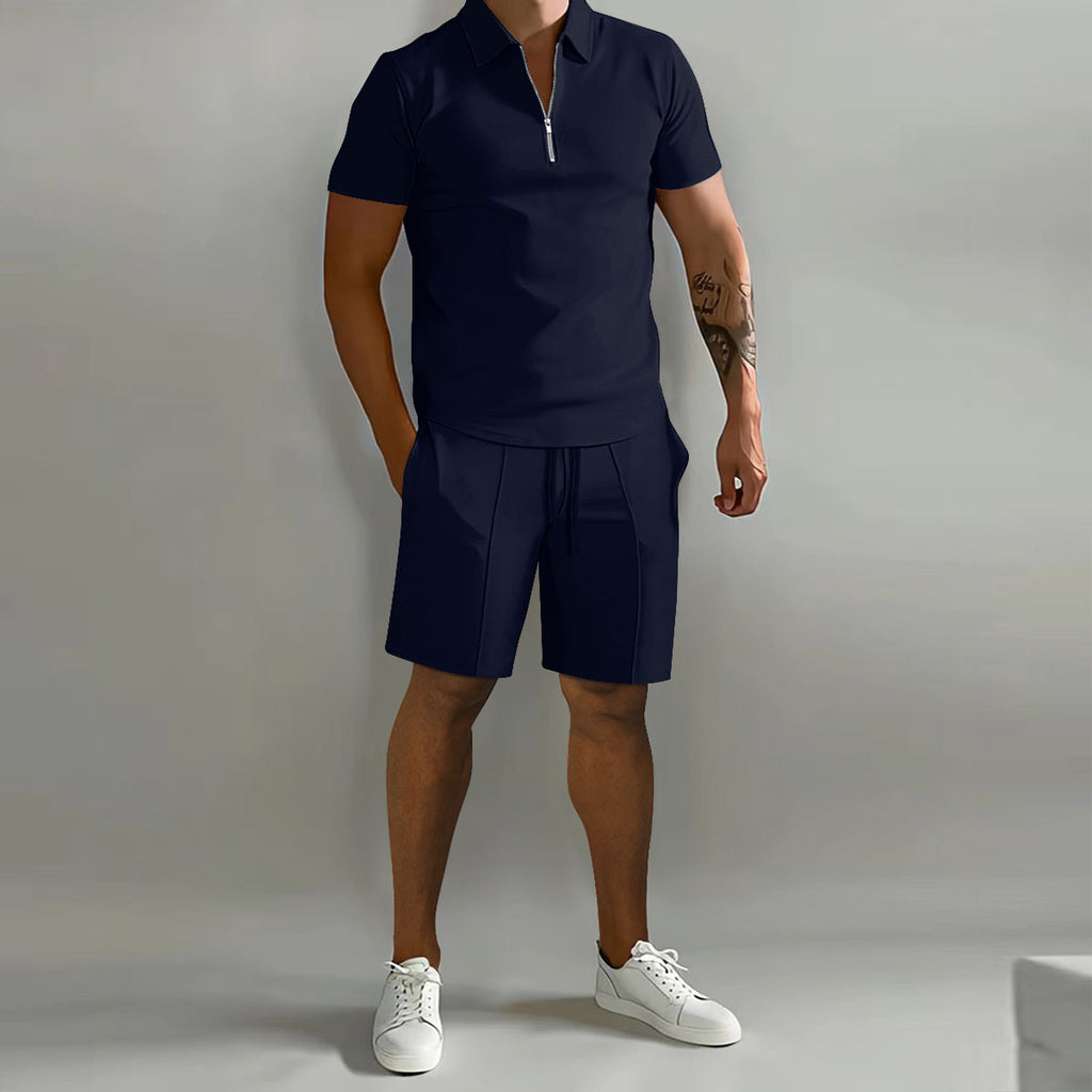 Men's Summer Polo Shirts Shorts Set | Drawstring