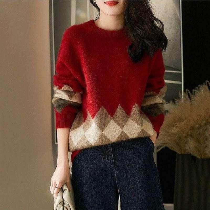 Christmas Red Knit Sweater – Cozy & Stylish Pullover - ZA-Zola