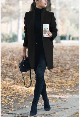 Women’s Stand-Up Collar Woolen Blazer | European Style - ZA-Zola