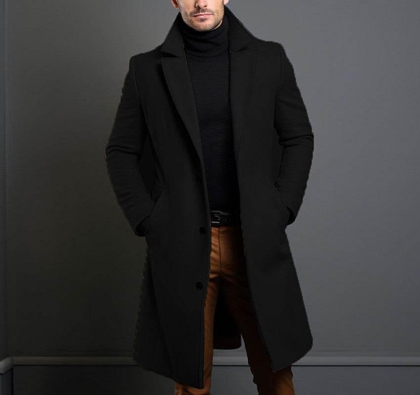 Men’s Mid-Length Trench Coat Fall Winter Slim Overcoat - ZA-Zola