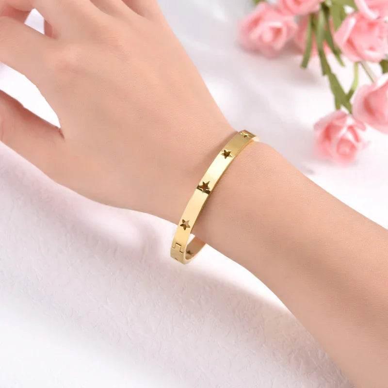 Hollow Pentagram Titanium Steel Bracelet | Unisex Design - ZA-Zola