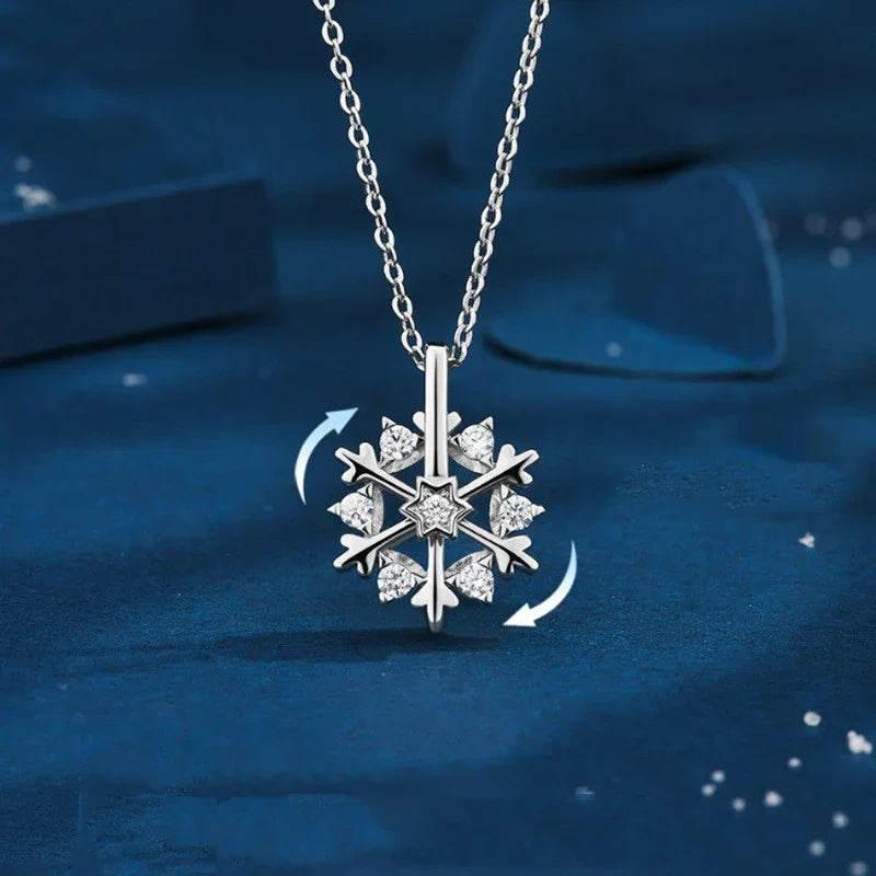 Rotatable 925 Silver Snowflake Necklace – Shop Now - ZA-Zola