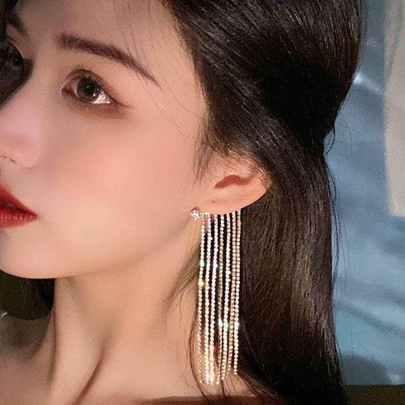 Long Pearl Tassel Earrings – Silver Elegance | ZA‑Zola - ZA-Zola