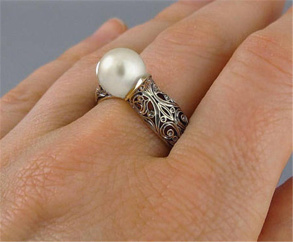 Artificial Pearl Ring for Women | Inlaid Gold