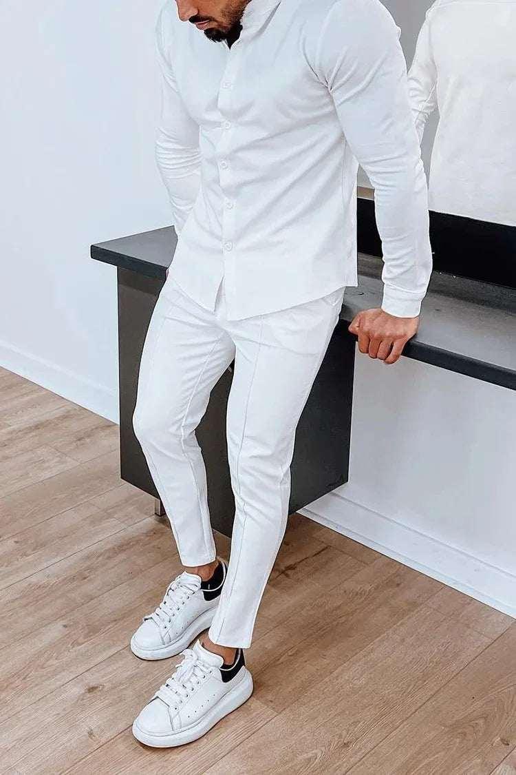 Men’s Long Sleeve Shirt & Pants Set – Autumn Winter Wear - ZA-Zola