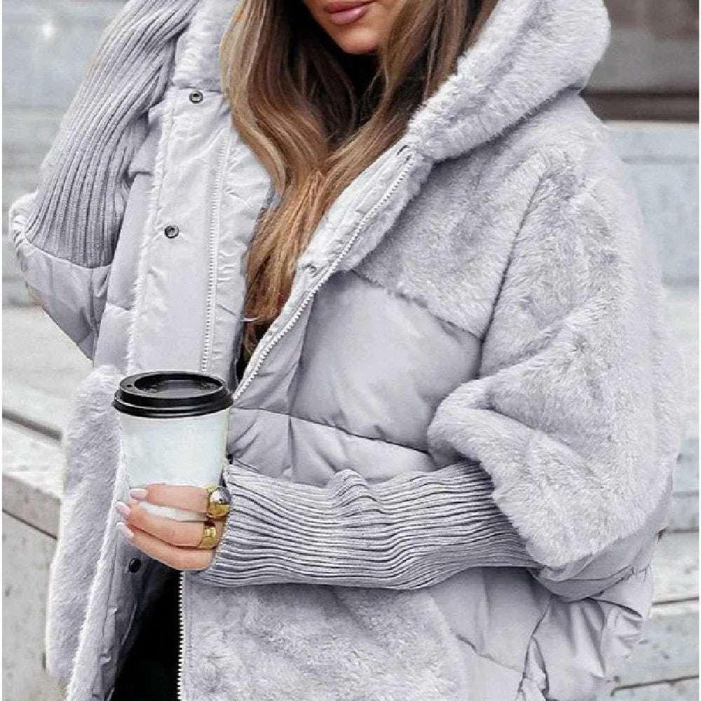 Women’s Faux Fur Patchwork Winter Coat | Hooded Chic - ZA-Zola