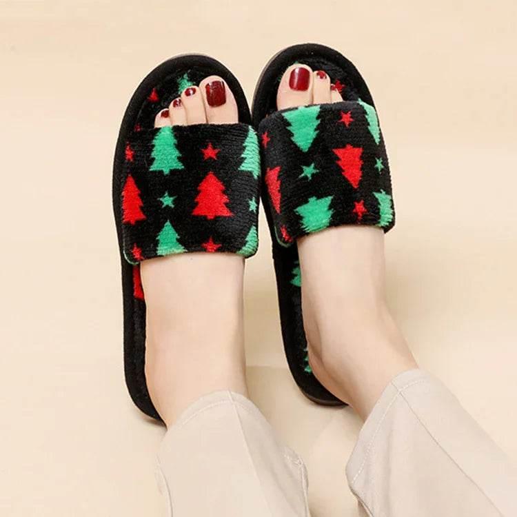 Christmas Tree Plush Slippers – Festive & Fuzzy Joy - ZA-Zola