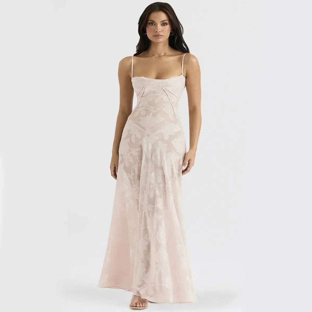 Sexy Flowers Lace Suspender Dress – Backless Lace-Up Elegance - ZA-Zola