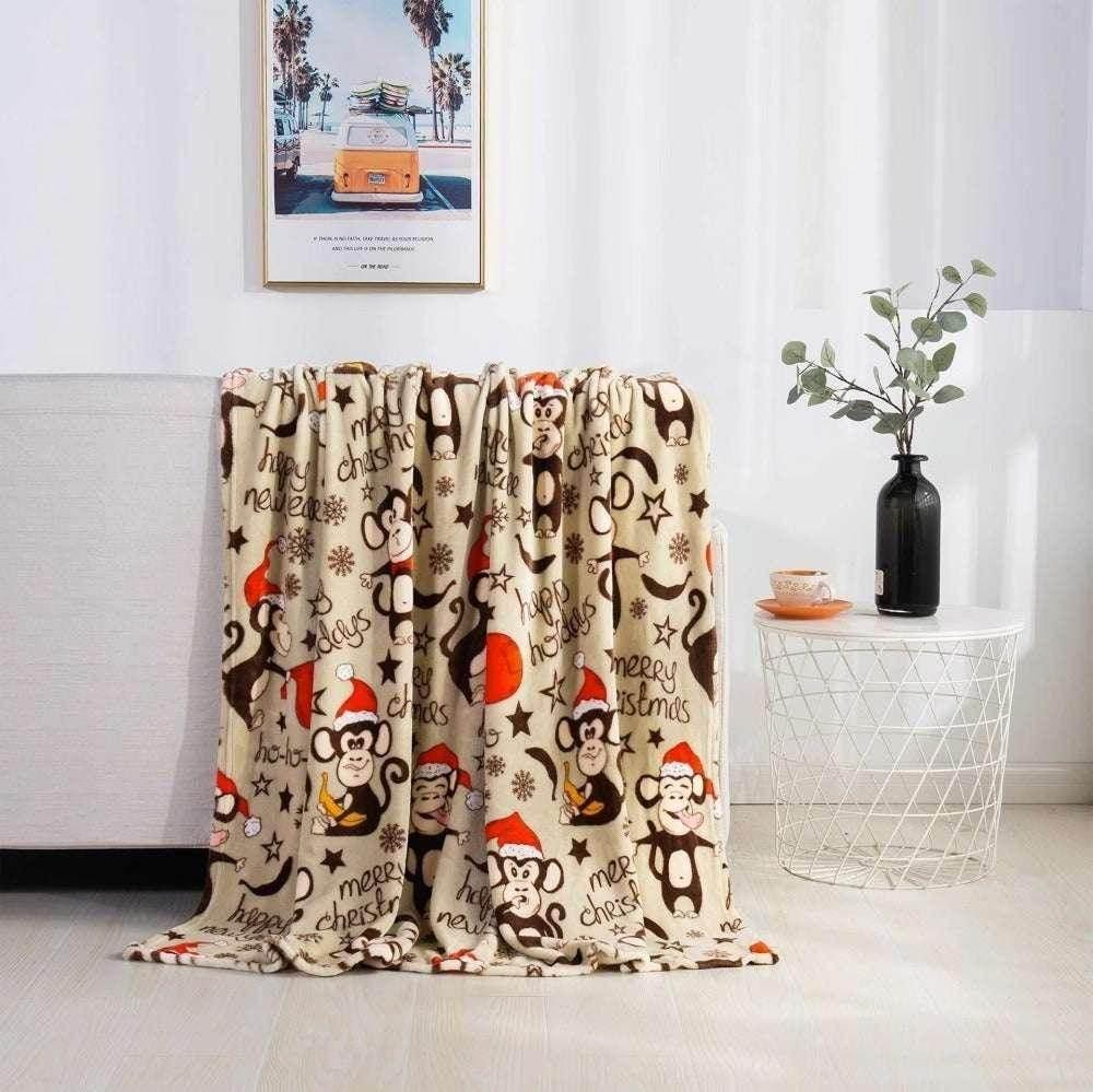 Cozy Christmas Elk & Snowman Blanket – Flannel - ZA-Zola