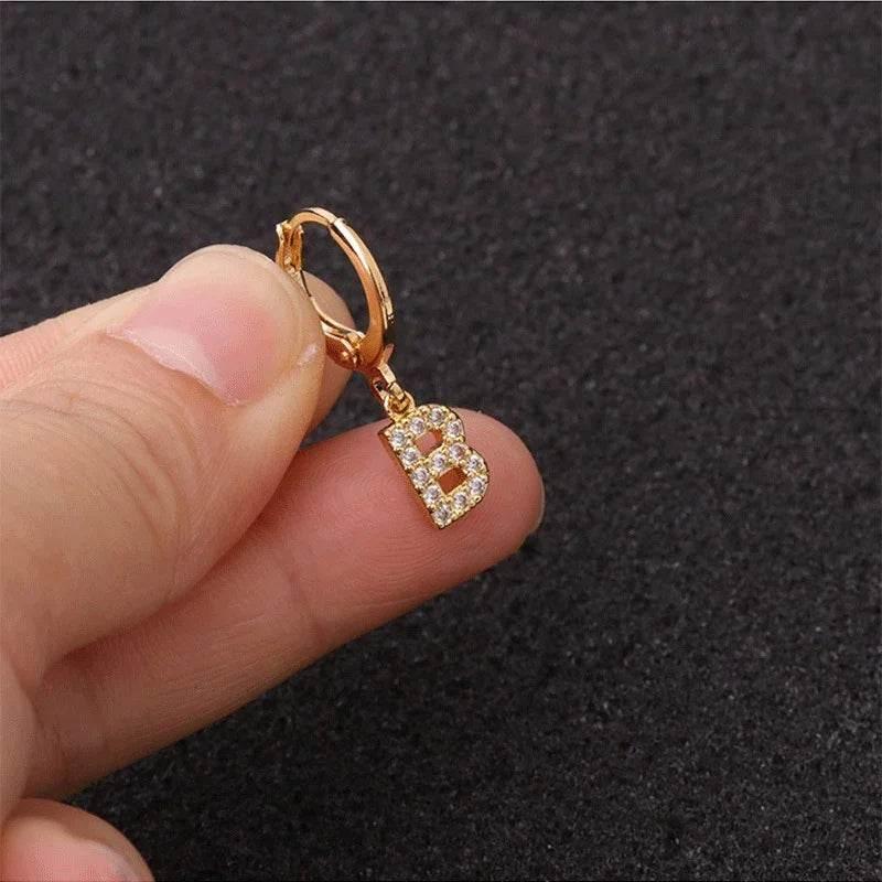 Women's Zircon Letter Earrings – Stylish Gold Jewelry - ZA-Zola