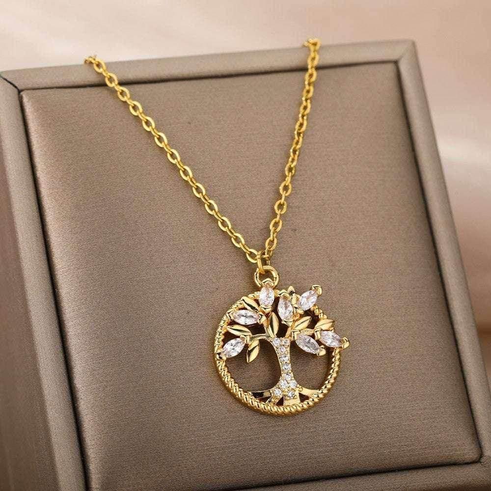 18K Hollow Tree of Life Pendant Necklace - ZA-Zola