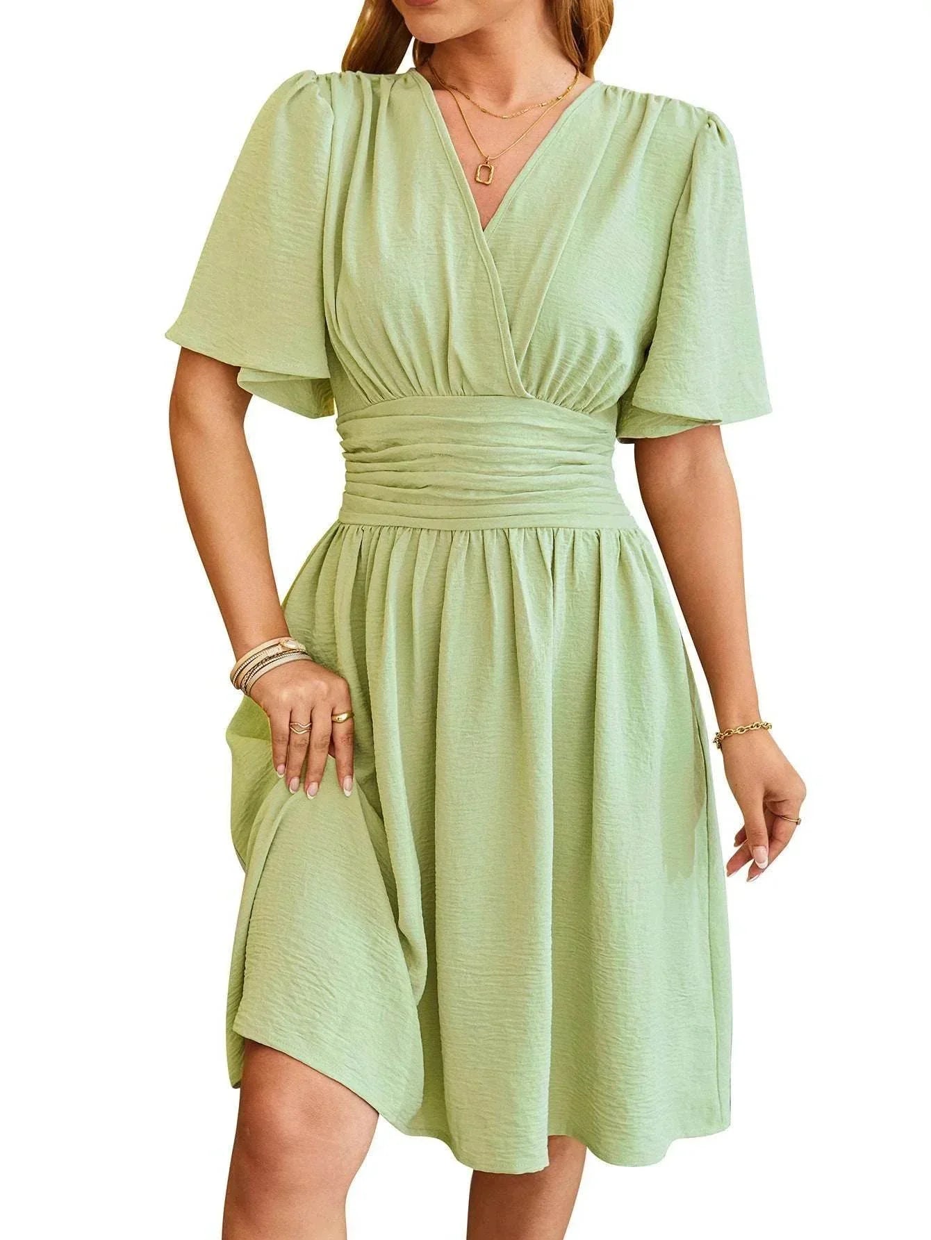 V-Neck Bell Sleeve Summer Dress for Women - ZA-Zola