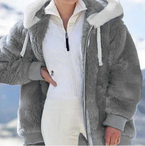 Plush Hooded Jacket Women Winter Street Style - ZA-Zola