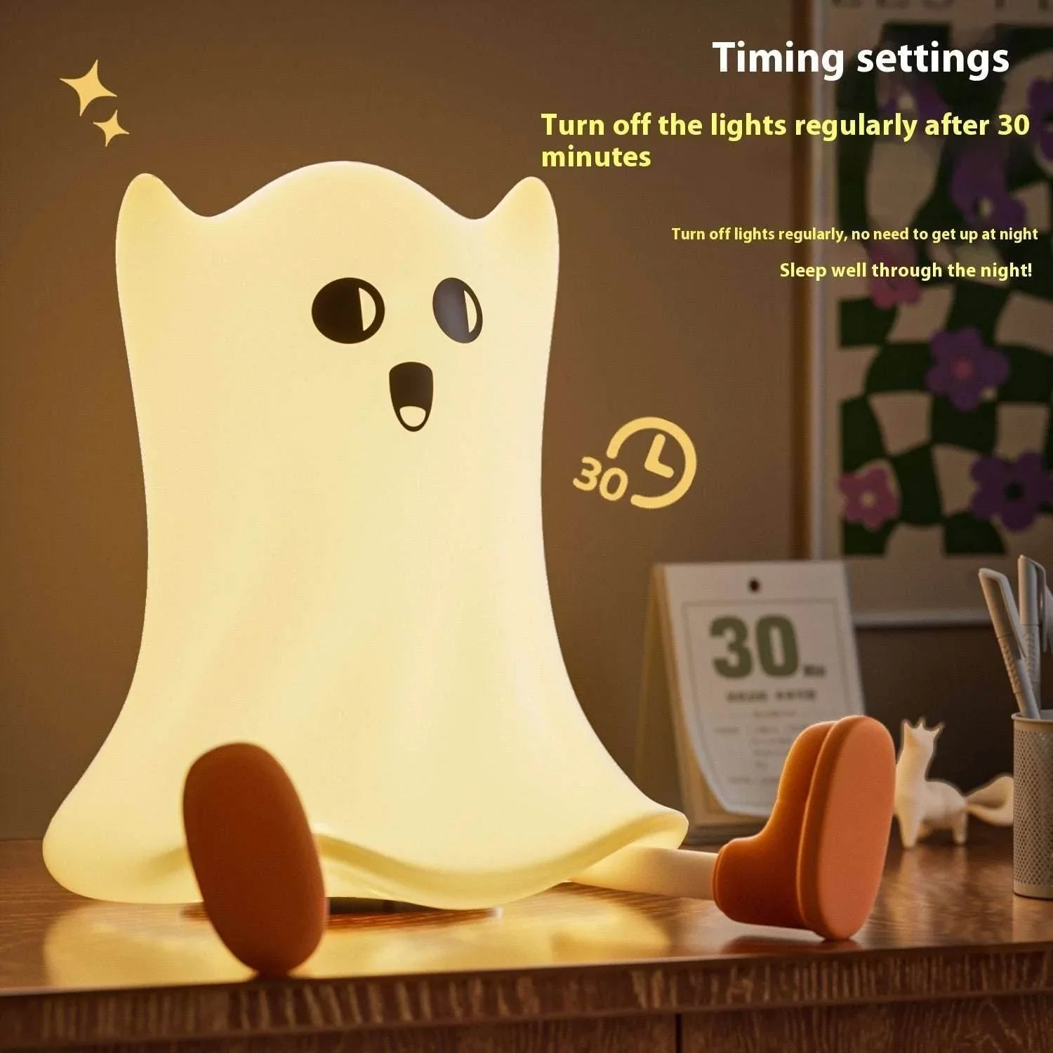 Halloween Silicone Ghost Bedside Lamp with Touch Control - ZA-Zola