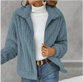 Women’s Fleece Cropped Jacket | Thick Lapel Winter Style - ZA-Zola