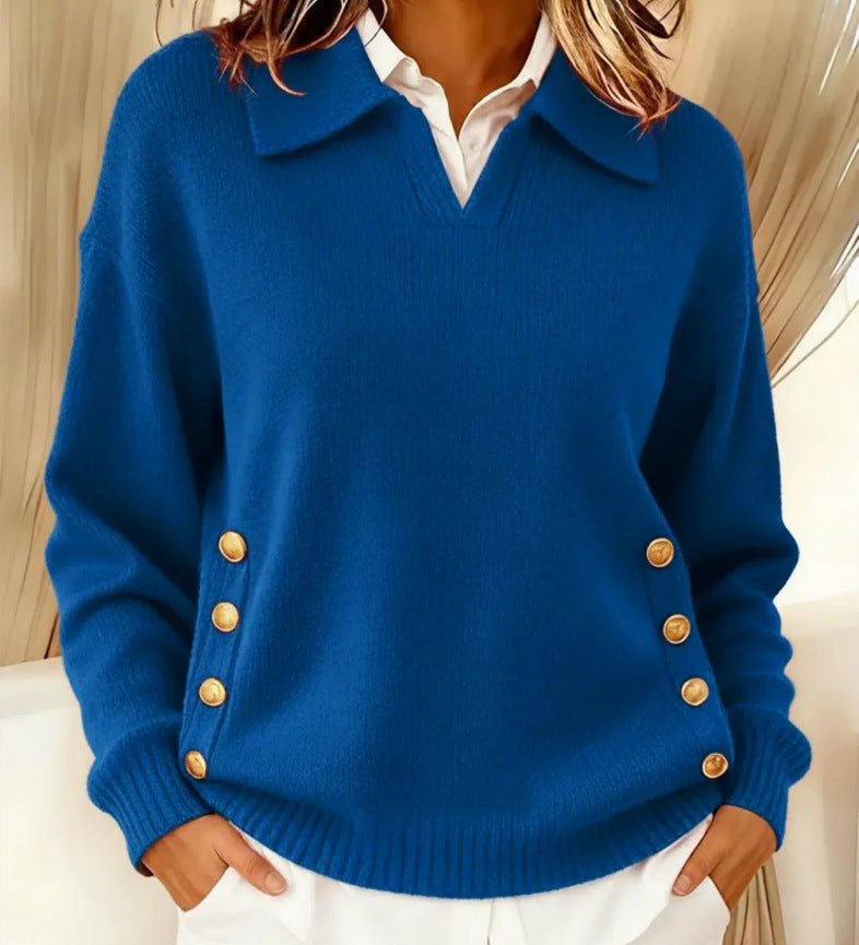 Women’s Button Down Collar Pullover Sweater
